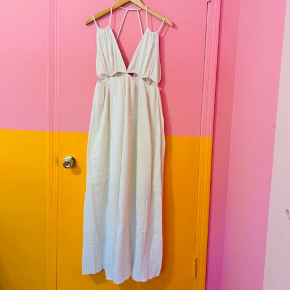 ASOS DESIGN double cloth maxi dress with twisted strap and cut out detail - US 8